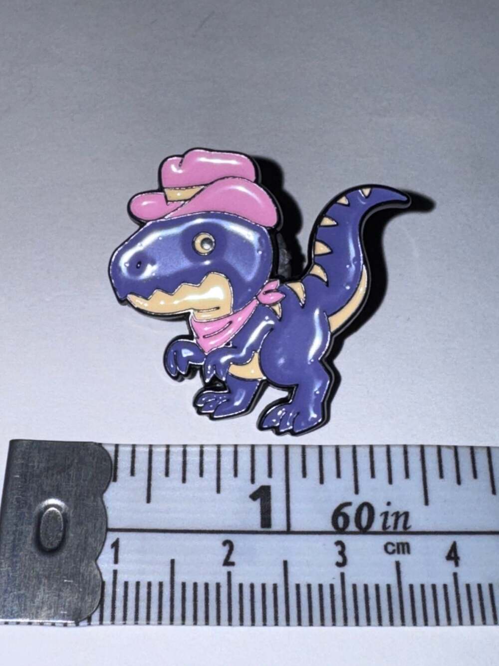 Purple dinosaur in pink cowboy hat Pin Brooch